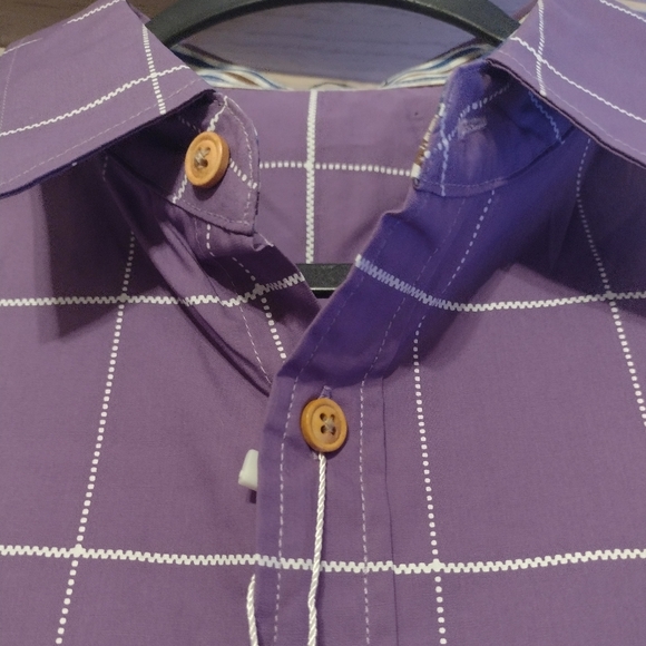 Coofandy Long Sleeve Purple & White Checkered, Orange Button Down Shirt, M. NWT. - Picture 12 of 12